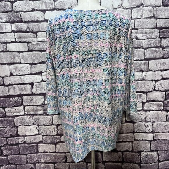 Alfred Dunner White, Green & Blue Asymmetrical Hem Blouse Size 1X - Picture 5 of 8